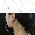 Simple Hexagonal Geometric Ear Studs Earrings Jewelry - Golden.