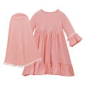 Muslim Kids Girls Abaya Dess With Hijab Kaftan Style Abaya For Child. 
