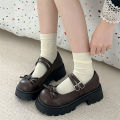 Women Thick Platform Mary Janes Lolita Shoes Party Pumps New Bowknot Buckle Small Leather Shoes Woman Vintage JK Uniform Shoes. 
