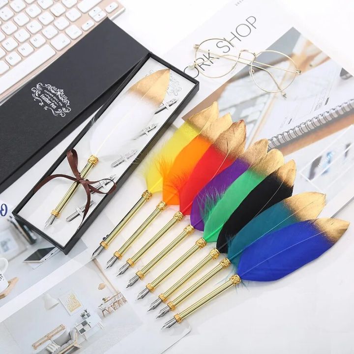 Fountain%20Pen%201%20Set%20English%20Calligraphy%20Feather%20Pen%20Writing%20ink%20pens%20Stationery%20gift%20box%20wedding%20gift%20Quill%20pen%20-%20Image%203
