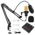 Sound Card-Singing Broadcast Condenser BM 800 Microphone Recoding Studio light ,Live Music,TikTok,live Facebook for phone Computar audio Entertainment Sound Recording Microphone&Sound card.