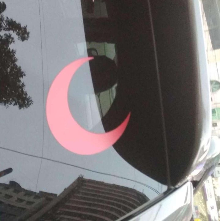 Premium Doctor Moon Car Back & Front Glass Sticker-Red (2Pis)