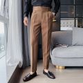 Business Pants Straight Bottoms Streetwear Washable Buttons Suit Pants Men Pants for School. 