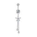 Trendy Angel Button Rings Stainless Steel Zircon Butterfly Navel Piercing Surgical for Women Body Belly Jewelry Pendant.