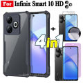 4 in 1 Infinix Smart 10 HD Shockproof Phone Case For Infinix Smart 10 Plus Smart 10 Smart 9 Full Coverage Tempered Glass Screen Protector and Lens Film and Back Film. 