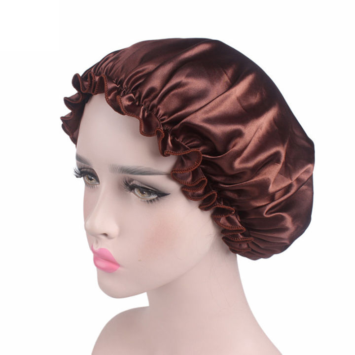 Silk%20Satin%20Night%20Sleep%20Cap%20Hair%20Bonnet%20Hat%20Head%20Cover%20Wide%20Band%20Adjust%20Elastic%20Nicle%20-%20Image%202