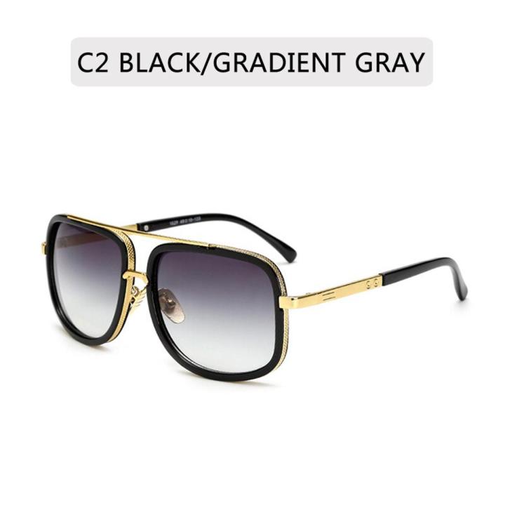 2021 New Fashion Big Frame Sunglasses Men Square Metal Sun Glasses Women RetroVintage High Quality Gafas Oculos De Sol