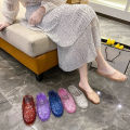 Beach shoes, jelly shoes, flat plastic sandals, bath, crystal bathroom, stinky summer, hollow women's soft.