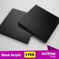 Acrylic Sheet Black 2mm thick 1X1 Feet - 4 pcs. 