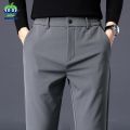 Autumn Winter Men's Casual Pants Business Stretch Slim Fit Elastic Waist Jogger Korean Classic Thick Black Gray Trousers Male. 