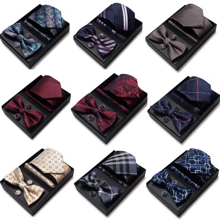 Men's%20High-Density%20Polyester%20Silk%20Fabrics%20Embroidered%20Tie%20Box%204%20Item%20Set%20(1ps)%20-%20Image%202