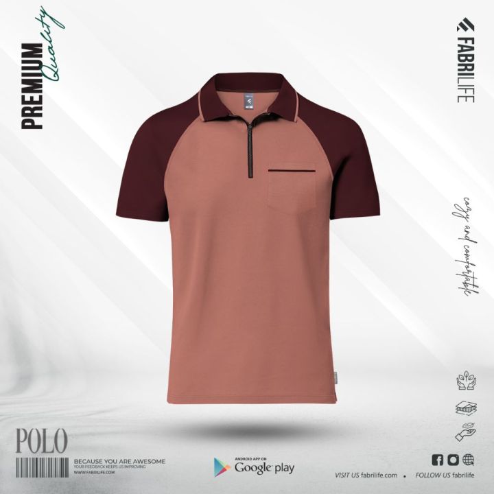 Fabrilife Classical Edition Single Jersey Knitted Zipper Polo- Rediant