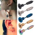 Unisex Women Men Earrings Stainless Steel Piercing Nail Screw Cross Stud Earrings Punk Helix Ear Piercings Fashion Jewelry.
