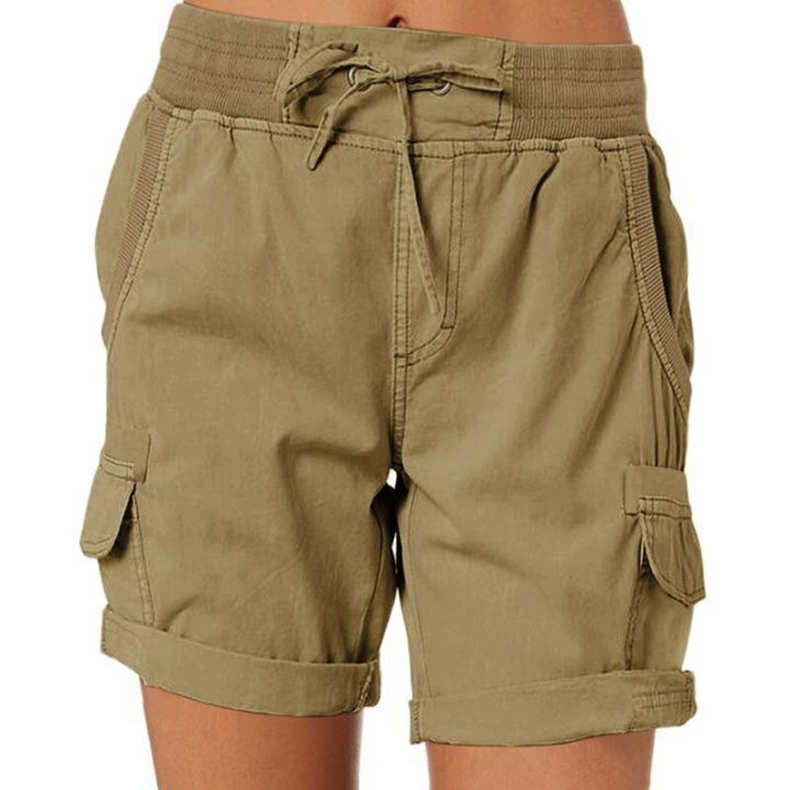 Women%20Shorts%20Cargo%20Pants%20Shorts%20Elastic%20Waist%20Short%20Pants%20Cotton%20Linen%20Pocket%20Summer%20Beach%20Solid%20Color%20Sliming%20Comfot%20Breathable%20-%20Image%205