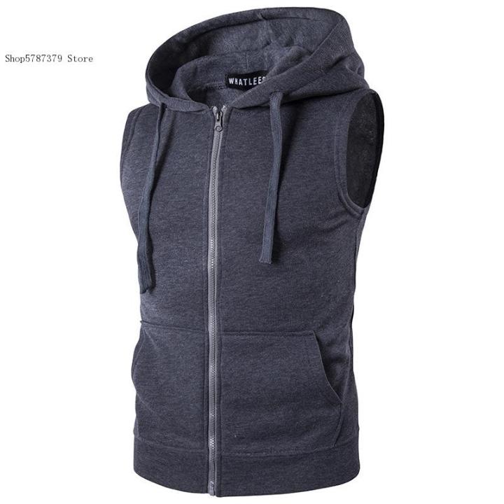Men's%20Casual%20Hoodie%20with%20Sleeveless%20Zipper%20Sports%20Shirt,%20Spring/summer/autumn%20Cotton%20Jacket%20Vest%20-%20Image%202