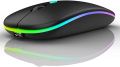 Rechargeable Wireless RGB Waterproof Optical Mouse, For Pc and Laptop Gamer Dual Model 2.4GHz Mouse - Nano receiver - Palm Grip - Black Fun Gaming - Optical Wireless Mouse. 