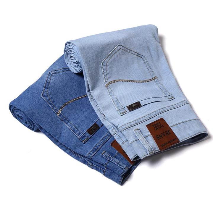 2019 Summer New Men blue/Light Jeans Business Casual Stretch