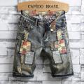 Men Denim Shorts Hole Destroyed Torn Punk Jeans Pants. 