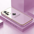 ZeroQiQi for Infinix Zero X/Zero X Pro Back Cover Maple Leaf Luxury 6D Plating Case Side Pattern Soft Silicone Square Phone Cases + Free Lanyard. 