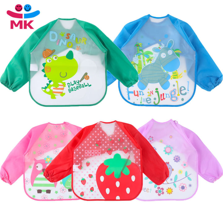 Cute Cartoon Feeding Baby Bibs Waterproof Long Sleeve Bibs for Baby Girl Bib Saliva Boy Burp Cloths Newborn Slabbetjes Kids Feeding Eating Apron