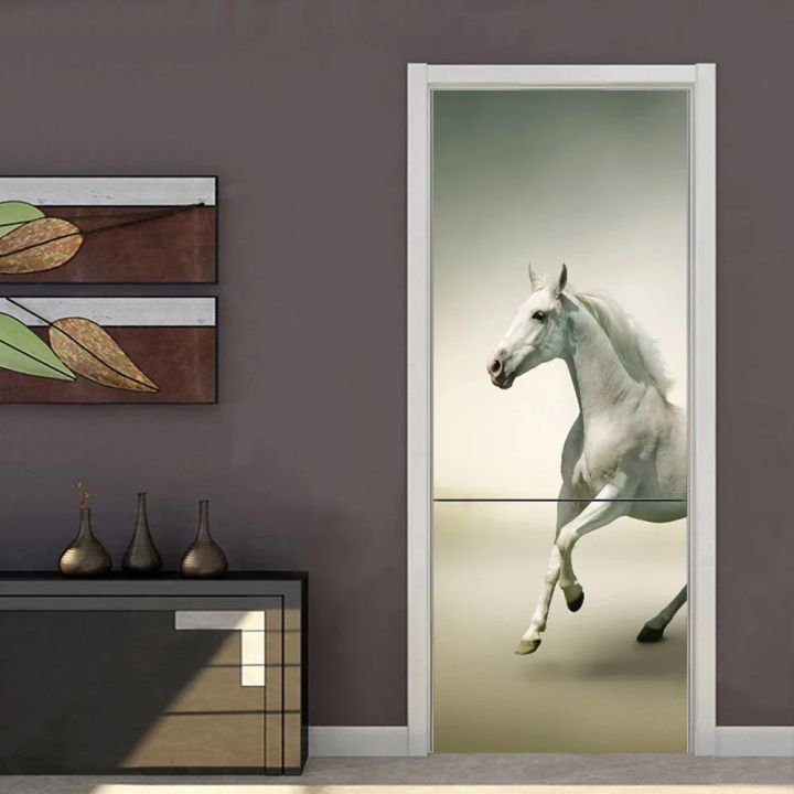 Horse%20Door%20Sticker%20Door%20cover%20Self-adhesive%20Wallpaper%20Kitchen%20Wall%20poster%20Deer%20Home%20Decoration%20Mural%20pvc%20-%20Image%205