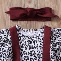 Newborn Infant Toddler Baby Girl Clothes Leopard Ruffles Romper Pleated Gown Skirts Jumpsuit Outfit Cute Autumn Warm 3Pcs Set. 