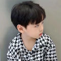 tik tok kids wig men's middle fashion short hair korean version handsome student black short straight wig head cover.
