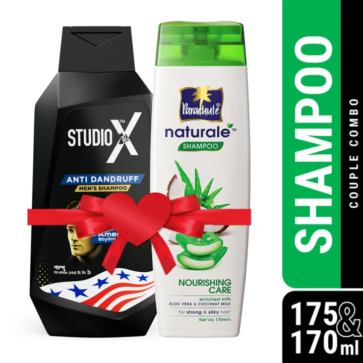 Couple Combo (Shampoo) - Studio X Anti Dandruff Shampoo for Men 175ml & Parachute Naturale Shampoo Nourishing Care 170ml
