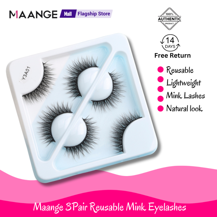 MAANGE  3Pair Mink Hair 3D Eyelashes Y3A01