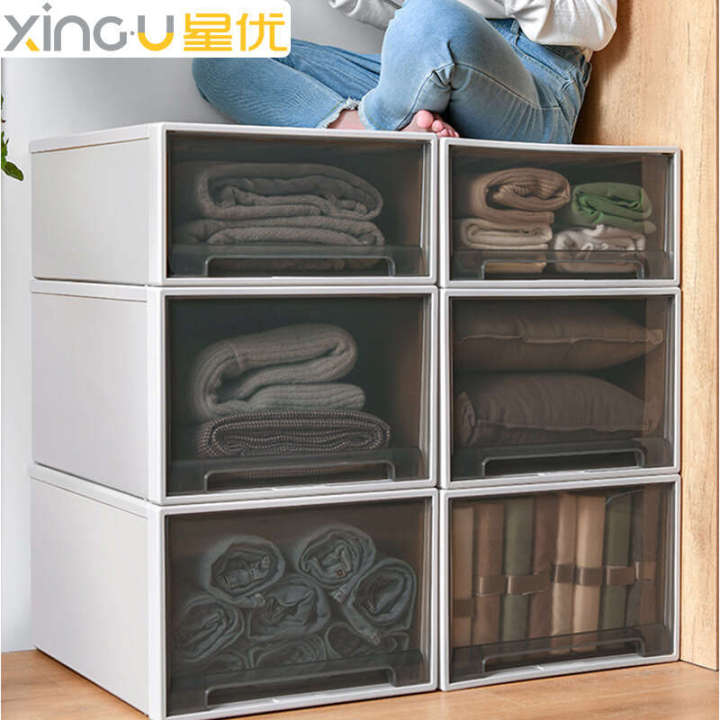 Drawer style plastic transparent wardrobe, sorting clothing cabinet, box, storage box