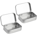 2 PCS Small Storage Box with Lid Rectangular Small Tin Boxes Metal Box with Lid Small Tin Box for Home Storage Easy Install Easy to Use Silver.