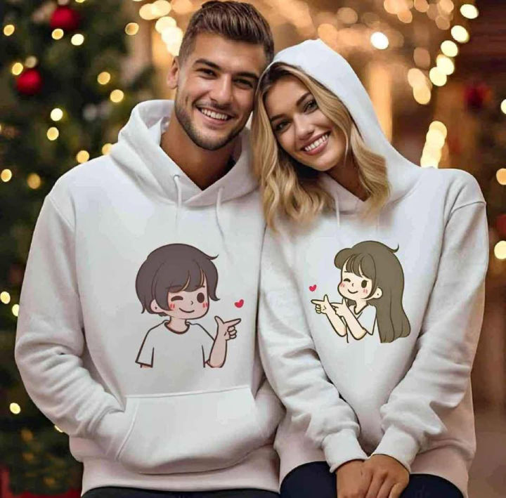 2 Pcs Set Cupple Hoodie For Men And Women Design-2