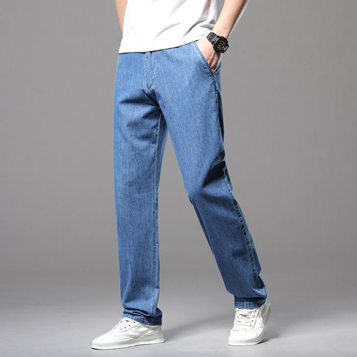 BataBata%202024%20Summer%20Classic%20100%25Cotton%20Men's%20Jeans%20Thin%20Loose%20Straight%20Denim%20Pants%20Blue%20Business%20Dad%20Trousers%20Male%20Large%20Size%2035%2040%2042%20-%20Image%202