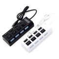Usb High Speed 4-Port Hub Indepen Switch Hub Four-Position Splitter Hub - Black.