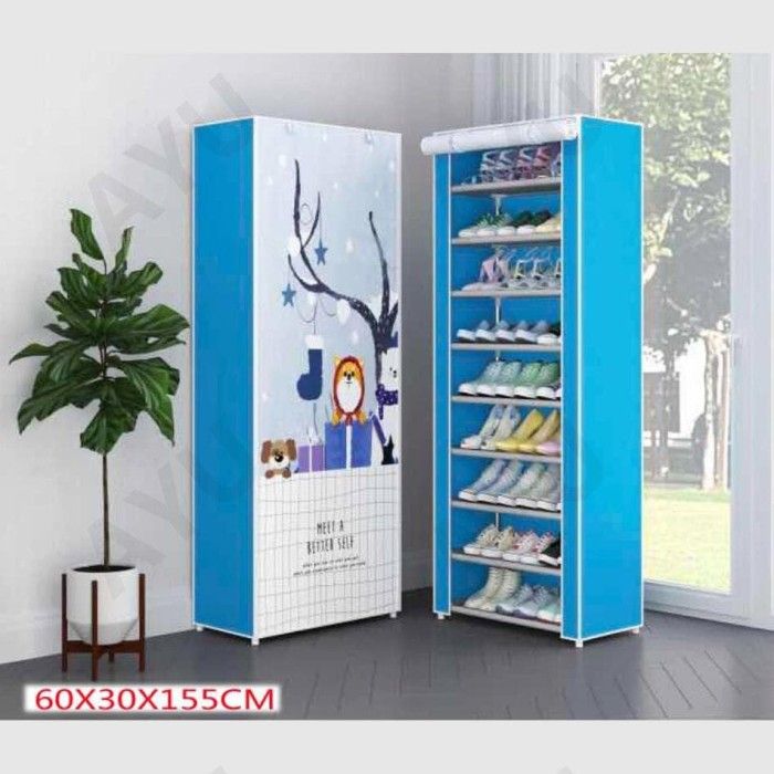 Portable%203D%20Shoe%20Rack%20Plastic%20Shoe%20Organizer%20/%20Rak%20Sepatu%20Kain%20Printing%209%20Tingkat%2010%20Susun%20R13%20Portable%20-%20Image%203