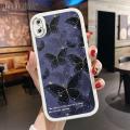 Hontinga for iPhone XS MAX Back Cover PU Leather Black Butterfly Case Soft Silicone Edge Mobile Cover. 