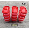 12Pcs Plastic Food Storage Small Box With Lids - 200 Ml - Store Your Food Safely And Conveniently With These Small Plastic Storage Boxes, Complete With Lids. 