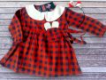 Premium Cotton Flannel Winter Dress for Baby Girls (1-10 Years) with Free Matching Headband. Warm & Stylish Cotton Flannel Winter Frock for Girls. 