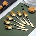 6 Pieces 6.7" Stainless Steel Tea Spoons With Gold Titanium Plating, Ice Cream Spoons, Dessert Spoon, Coffee Spoon,Golden Tea spoon. 
