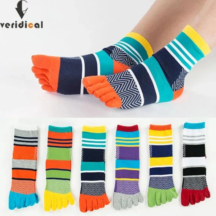 Organic%20Cotton%20Five%20Finger%20Short%20Socks%20Bright%20Color%20Stripe%20Street%20Fashion%20Young%20Casual%20Harajuku%20Happy%20Funny%20Socks%20With%20Toes%20-%20Image%202