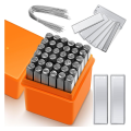 36 Pcs Steel Metal Stamping Set 1/8 Inch(3mm) with 50 Pcs Aluminum Plant Label, Steel Number and Letter Stamp Tool Kit.