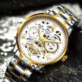 Fashionable Business Men's Watch With Hollow Design, Calendar Waterproof Durable Wrist Watch. 