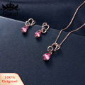 Carat Hollow Petal Water Drop Rhinestone Charm Stud Earrings Necklace Lady Jewelry Set. 