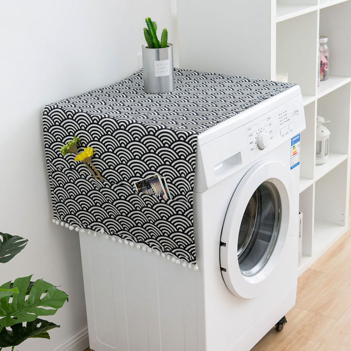 【linfang store】Geometric Refrigerator Cloth Single Door Refrigerator Dust Cover Double Towel Washing Machine Cover
