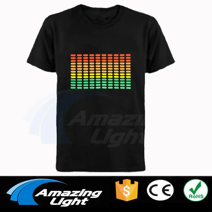 Sound Active Equalizer El T Shirt Equalizer Light Up Down Led T Shirt Flashing Music Activated Led T-shirt