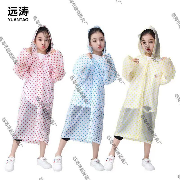 Non disposable thickened EVA kids raincoat wholesale outdoor mountaineering boys and girls fashion transparent raincoat poncho