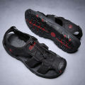 New Leather Sandals Men Outdoor Summer Casual Rubber Sandals PU Hiking Wading shoes. 