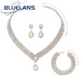Wedding Jewelry Set High Gloss Full Imitation Jewel Bracelet Earrings Necklace Set.
