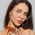 New Fashion Crystal Sunglasses Frames For Women Small Diamond Eyeglasses Line Alloy Frame Eyewear Punk Half Frame Glasses. 