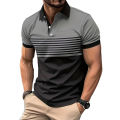 Men Summer New Fashion Short Sleeve Sport Lapel Casual Button Polo Shirt ..